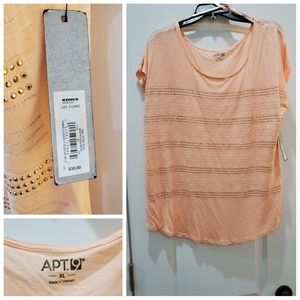 APT.9 Peach Studded Tee- Sz XL